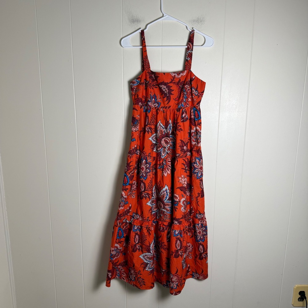 Rhode for Target XS Orange Floral Print‎ Sleeveless Tiered Maxi Dress Casual
